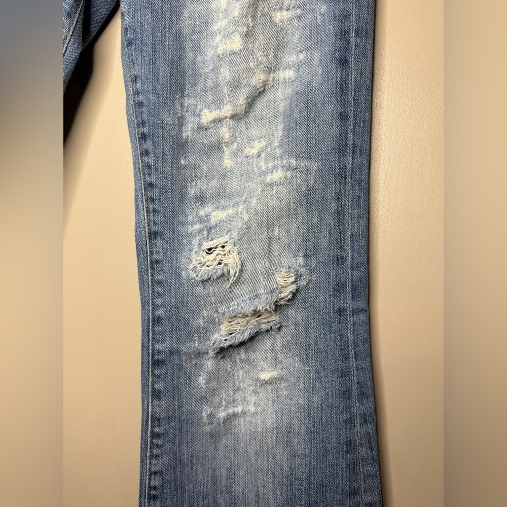 Red Engine Distressed Bootcut Flare‎ Jeans Light Wash Y2K Low Rise Size 27 - Picture 4 of 11